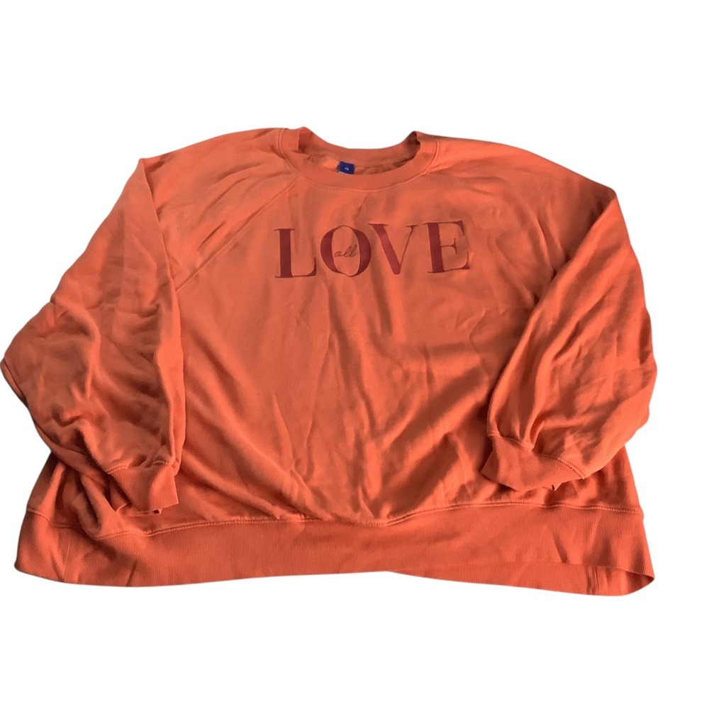 Old Navy Sweatshirt Womens 3X Orange Love Graphic Classic Crew Starfish